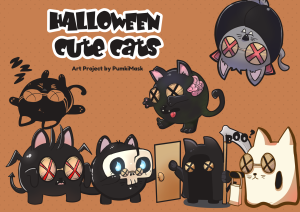 October Art Project – Halloween Cute Cats