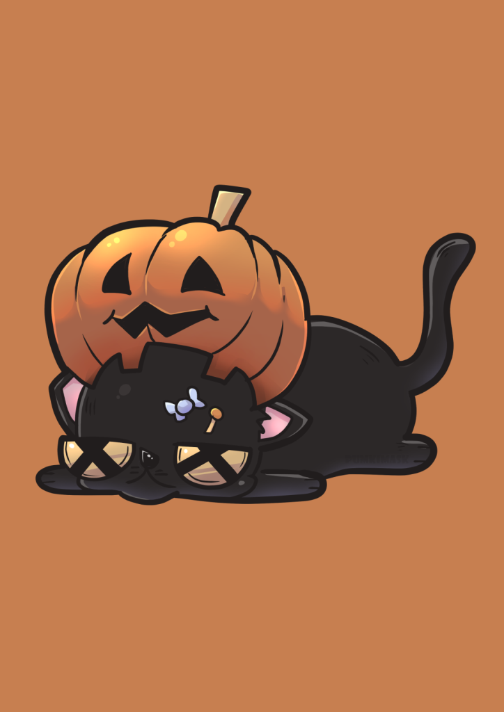 Pumpking Cat for Halloween Cute Cats Art Project by PumkiMask