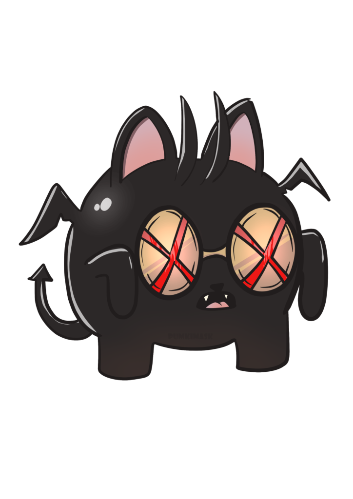 A black cat wearing a demon costume. A drawing From Halloween Horror Cats Art Project by PumkiMask
