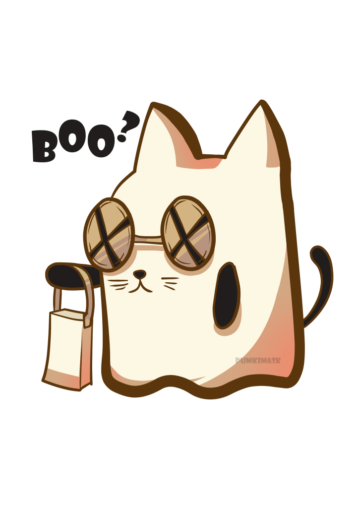 A drawing of a ghost cat for Halloween Cute Cats Art Project by PumkiMask