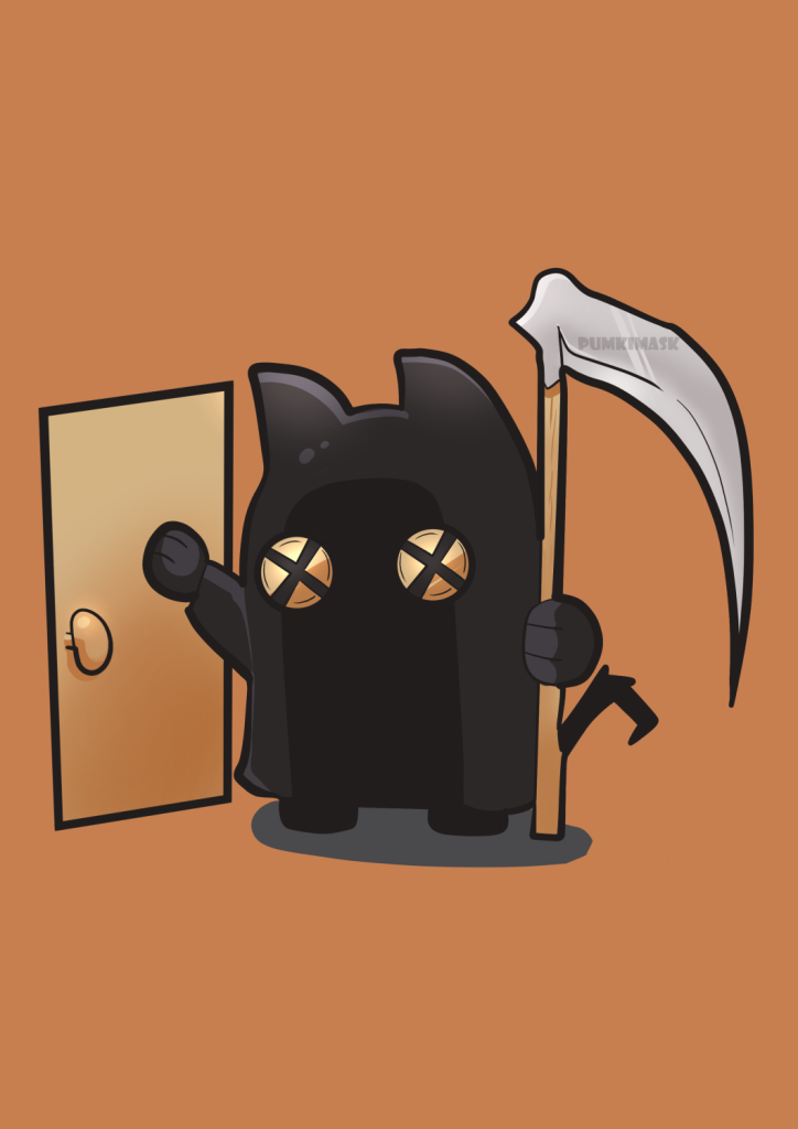 A drawing of a cat representing the Grim Reaper for Halloween Cute Cats Art Project by PumkiMask
